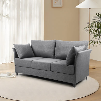 Divano staccabile a 3 posti in lino beige+grigio con struttura in metallo