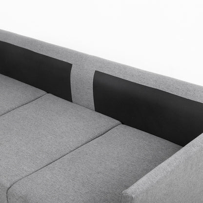 Divano staccabile a 3 posti in lino beige+grigio con struttura in metallo