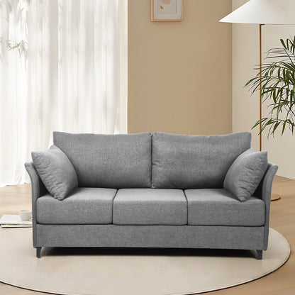 Divano staccabile a 3 posti in lino beige+grigio con struttura in metallo