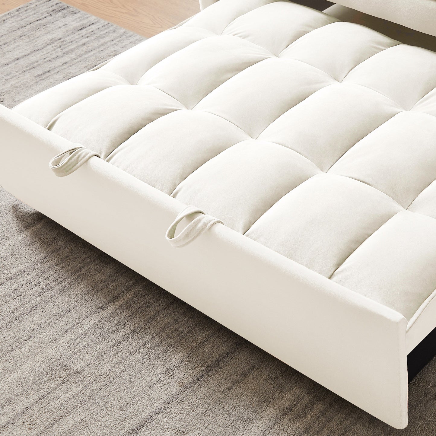 Divano letto trasformabile 3 in 1 moderno beige+bianco 55.1 con schienale regolabile e borsa portaoggetti per soggiorno