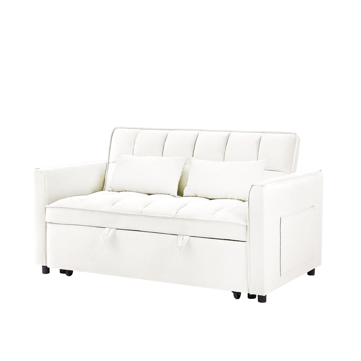 Divano letto trasformabile 3 in 1 moderno beige+bianco 55.1 con schienale regolabile e borsa portaoggetti per soggiorno