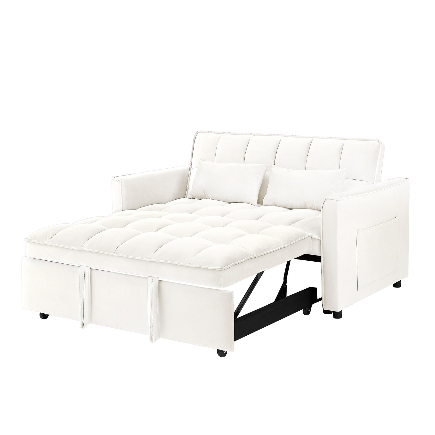 Divano letto trasformabile 3 in 1 moderno beige+bianco 55.1 con schienale regolabile e borsa portaoggetti per soggiorno
