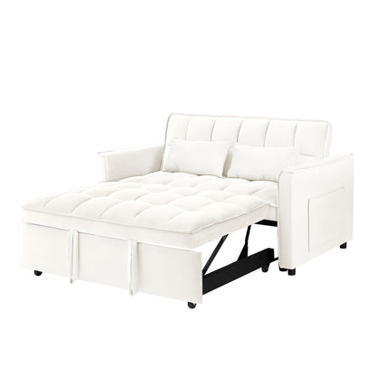 Divano letto trasformabile 3 in 1 moderno beige+bianco 55.1 con schienale regolabile e borsa portaoggetti per soggiorno