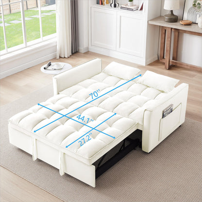Divano letto trasformabile 3 in 1 moderno beige+bianco 55.1 con schienale regolabile e borsa portaoggetti per soggiorno