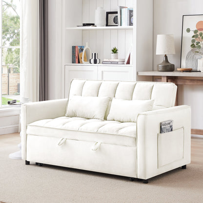 Divano letto trasformabile 3 in 1 moderno beige+bianco 55.1 con schienale regolabile e borsa portaoggetti per soggiorno