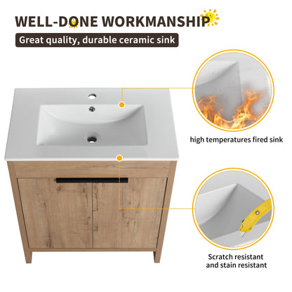 Beingnext 24/30/36 Mobile bagno con lavabo, mobile bagno indipendente con anta a chiusura ammortizzata e ripiano regolabile