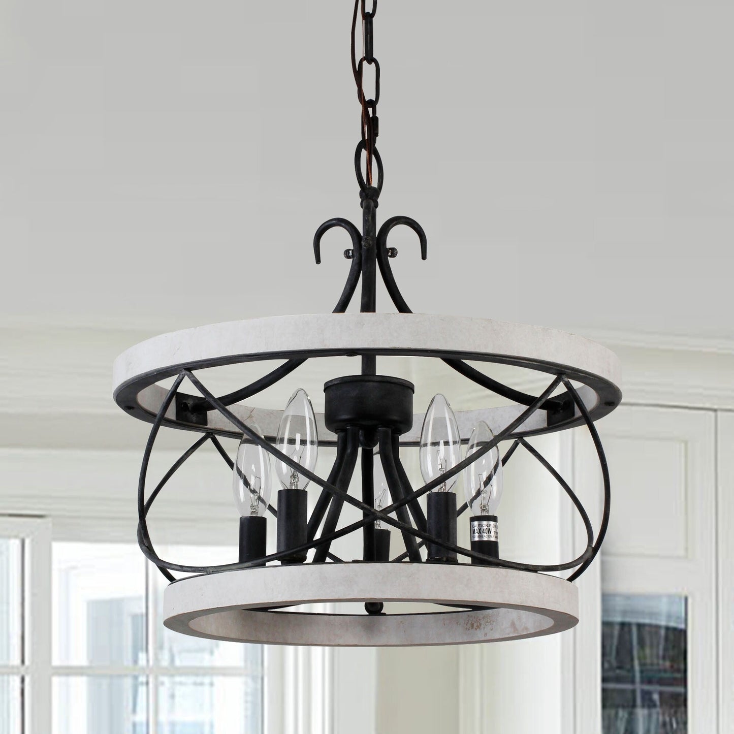 Bella Depot Lampadario rustico in legno a 5 luci con illuminazione dimmerabile, lampada a sospensione regolabile da 15,7 pollici per isola cucina