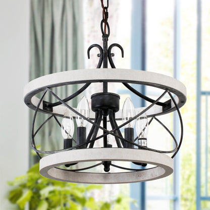 Bella Depot Lampadario rustico in legno a 5 luci con illuminazione dimmerabile, lampada a sospensione regolabile da 15,7 pollici per isola cucina