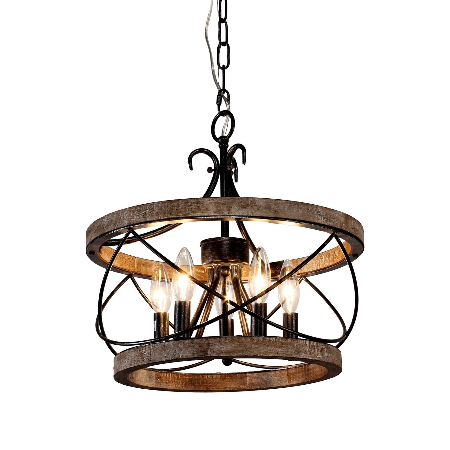 Bella Depot Lampadario rustico in legno a 5 luci con illuminazione dimmerabile, lampada a sospensione regolabile da 15,7 pollici per isola cucina