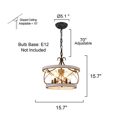 Bella Depot Lampadario rustico in legno a 5 luci con illuminazione dimmerabile, lampada a sospensione regolabile da 15,7 pollici per isola cucina