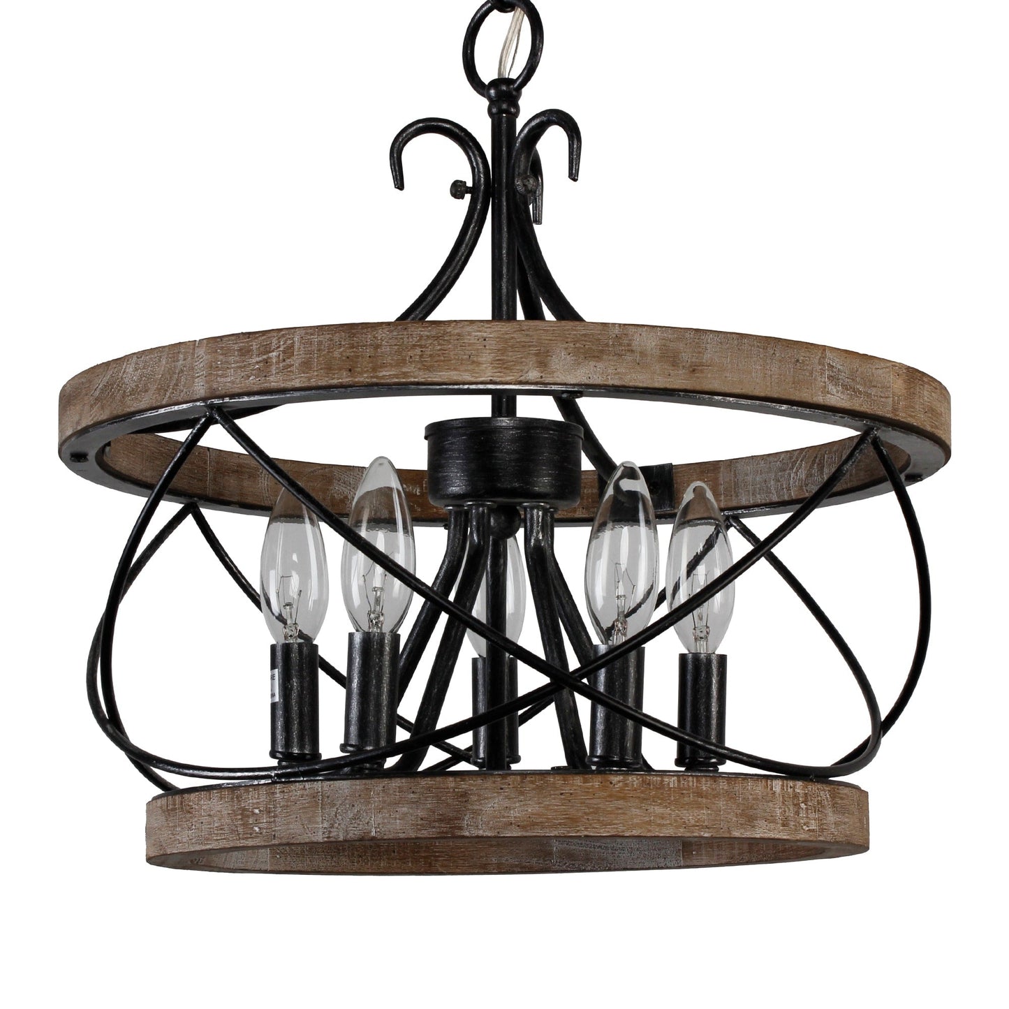 Bella Depot Lampadario rustico in legno a 5 luci con illuminazione dimmerabile, lampada a sospensione regolabile da 15,7 pollici per isola cucina