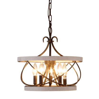 Bella Depot Lampadario rustico in legno a 5 luci con illuminazione dimmerabile, lampada a sospensione regolabile da 15,7 pollici per isola cucina