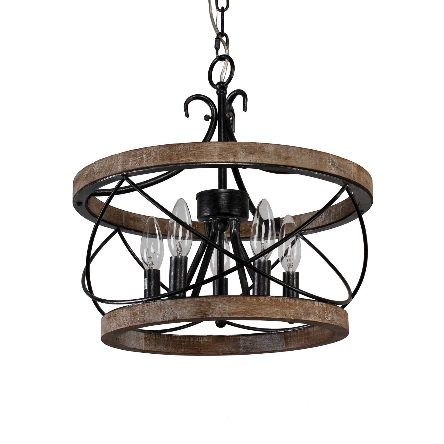 Bella Depot Lampadario rustico in legno a 5 luci con illuminazione dimmerabile, lampada a sospensione regolabile da 15,7 pollici per isola cucina