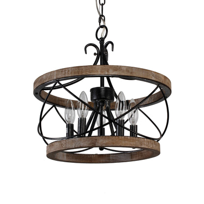 Bella Depot Lampadario rustico in legno a 5 luci con illuminazione dimmerabile, lampada a sospensione regolabile da 15,7 pollici per isola cucina