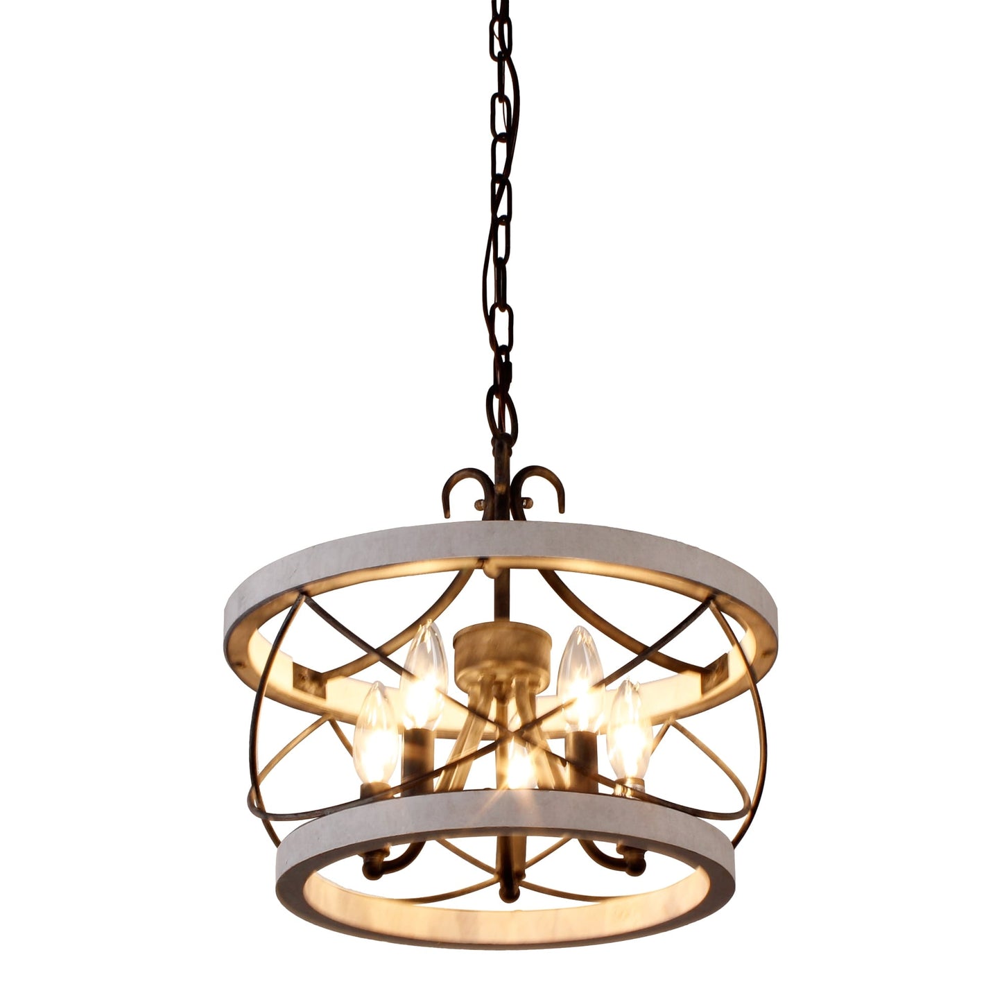 Bella Depot Lampadario rustico in legno a 5 luci con illuminazione dimmerabile, lampada a sospensione regolabile da 15,7 pollici per isola cucina