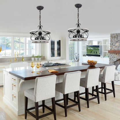 Bella Depot Lampadario rustico in legno a 5 luci con illuminazione dimmerabile, lampada a sospensione regolabile da 15,7 pollici per isola cucina