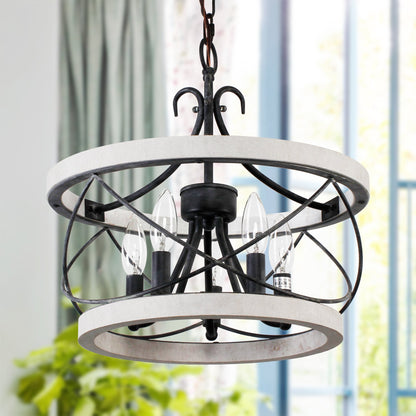 Bella Depot Lampadario rustico in legno a 5 luci con illuminazione dimmerabile, lampada a sospensione regolabile da 15,7 pollici per isola cucina