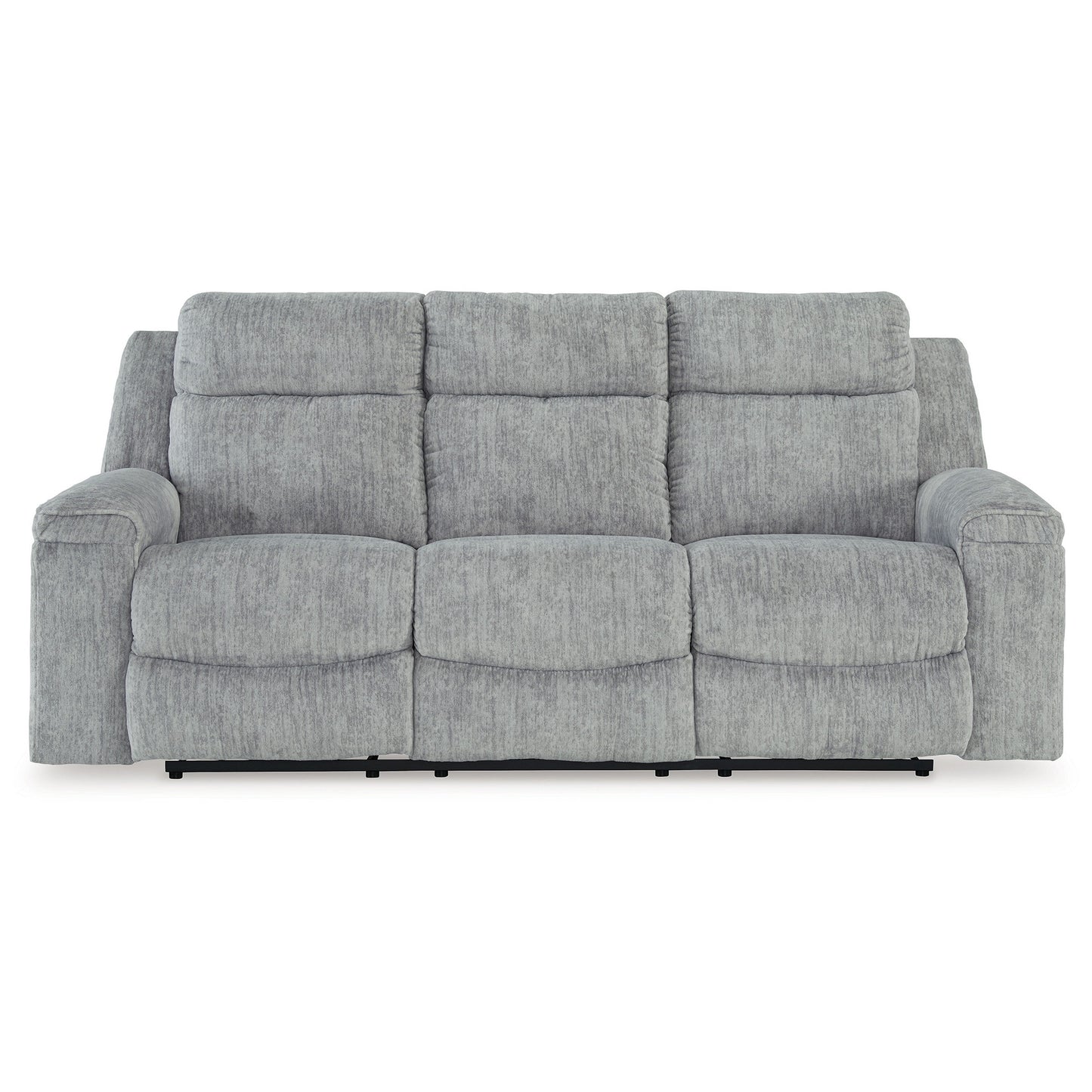 Divano reclinabile manuale Benson, poliestere grigio, struttura in metallo, 87 pollici