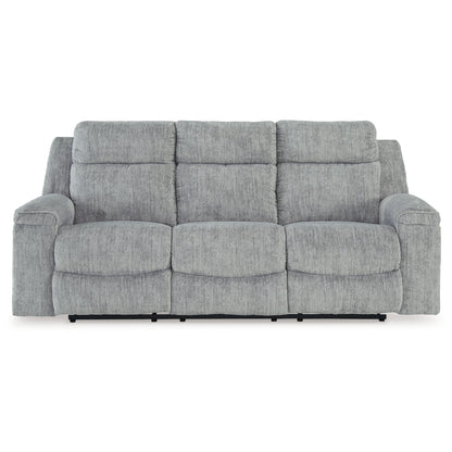 Divano reclinabile manuale Benson, poliestere grigio, struttura in metallo, 87 pollici