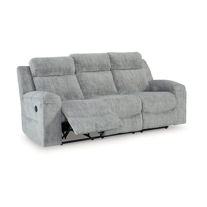 Divano reclinabile manuale Benson, poliestere grigio, struttura in metallo, 87 pollici