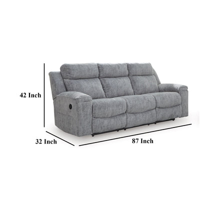 Divano reclinabile manuale Benson, poliestere grigio, struttura in metallo, 87 pollici