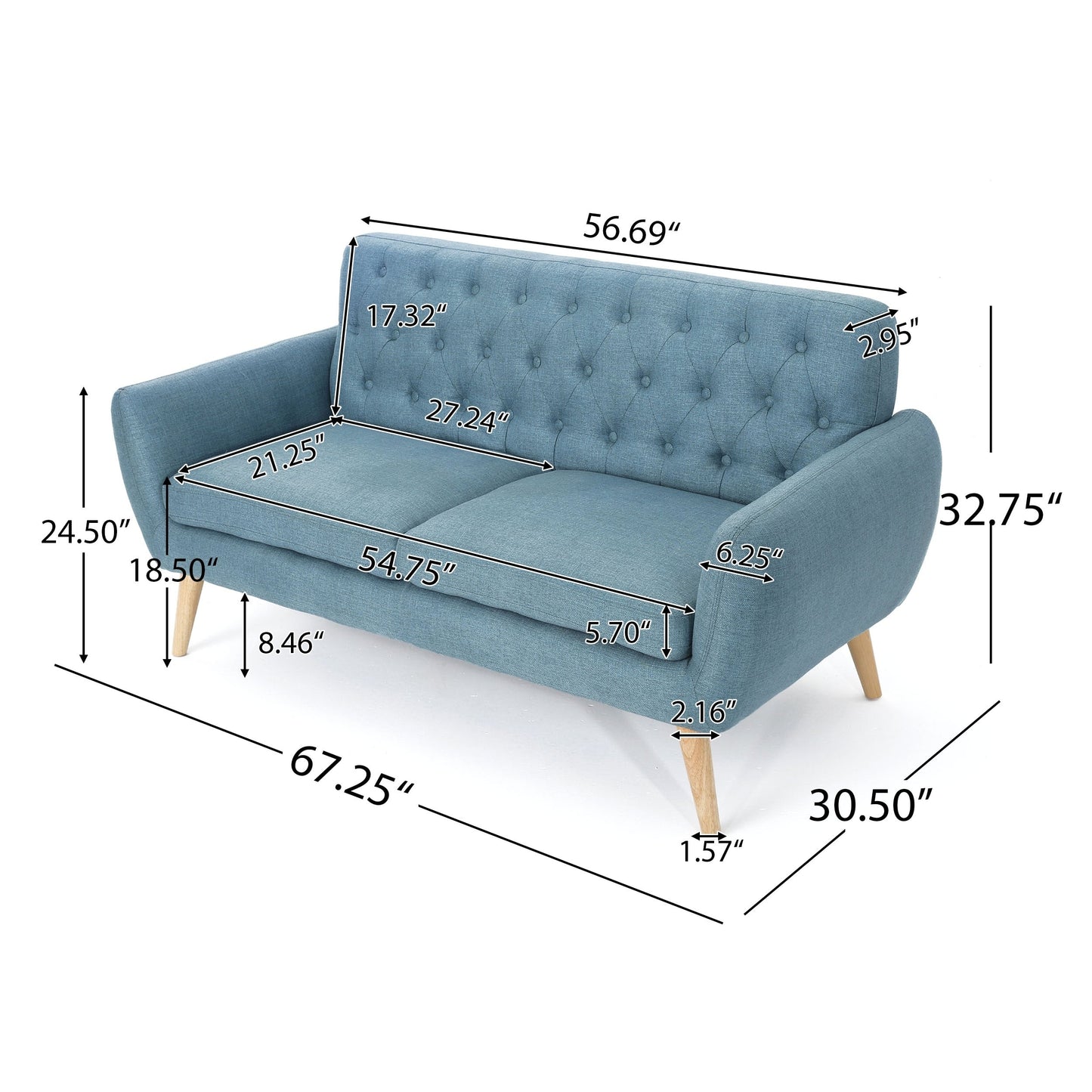 Divano piccolo Bernice Mid-Century Modern di Christopher Knight Home