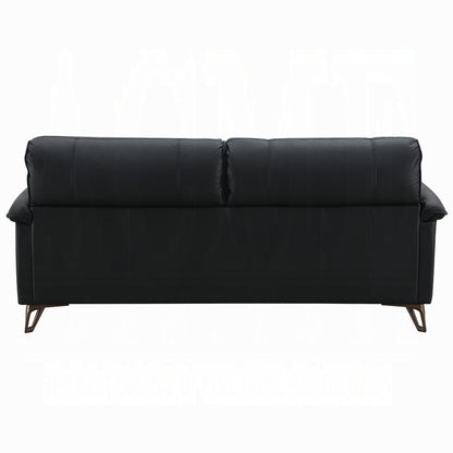 Divano Bernie, elegante pelle pieno fiore nera, metallo bronzo, 83 pollici