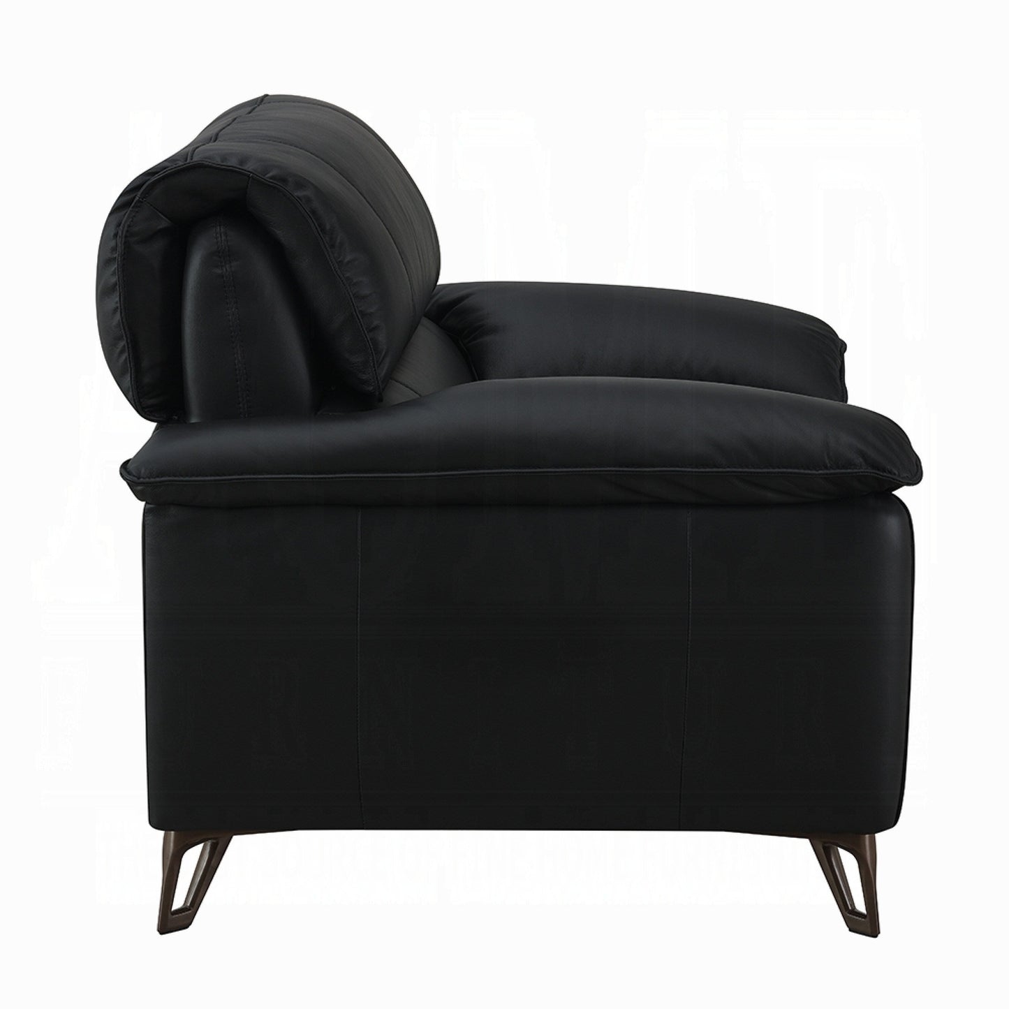 Divano Bernie, elegante pelle pieno fiore nera, metallo bronzo, 83 pollici