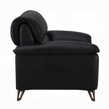 Divano Bernie, elegante pelle pieno fiore nera, metallo bronzo, 83 pollici