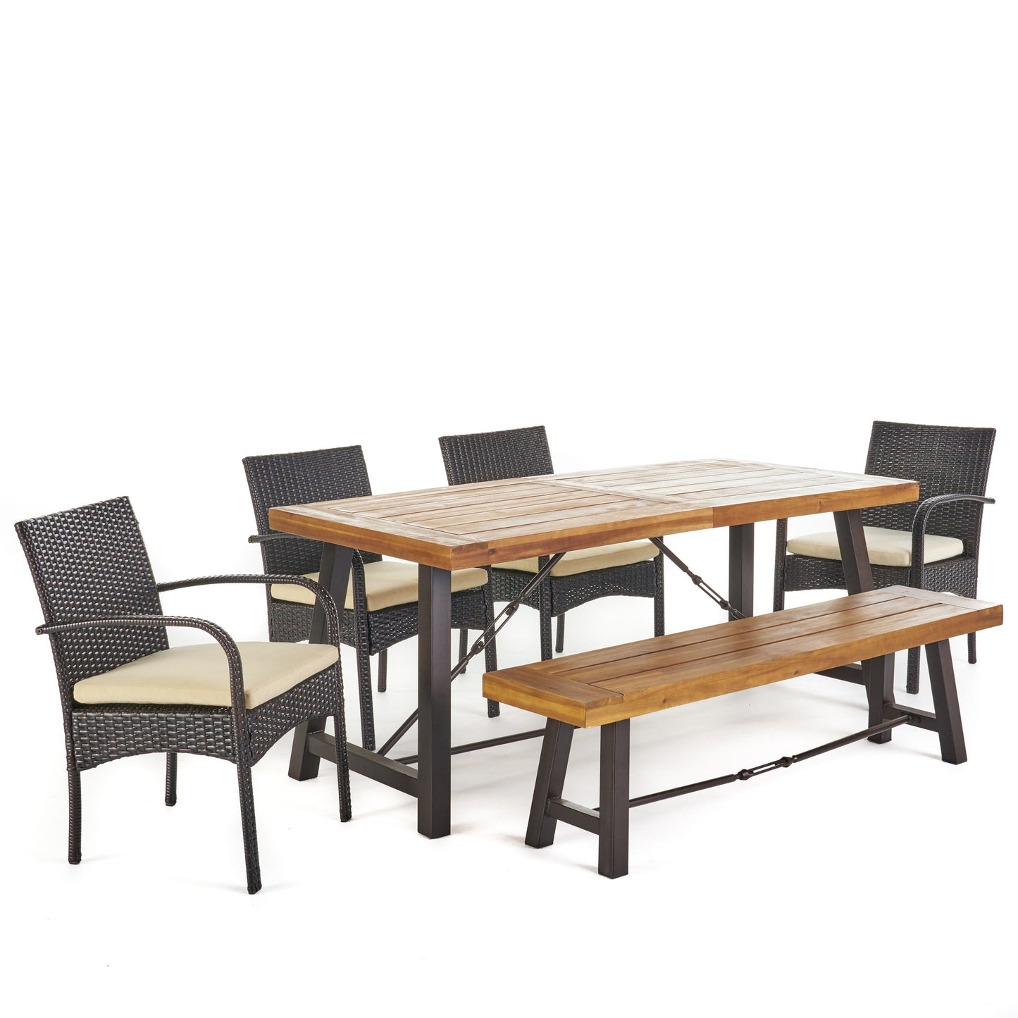 Set da pranzo in legno Betsys da esterno da 6 pezzi di Christopher Knight Home