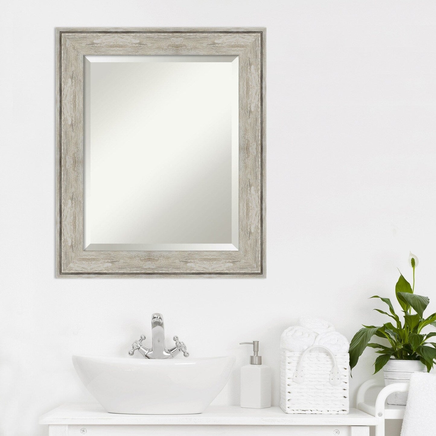 Specchio da parete per bagno bisellato - Cornice metallica screpolata