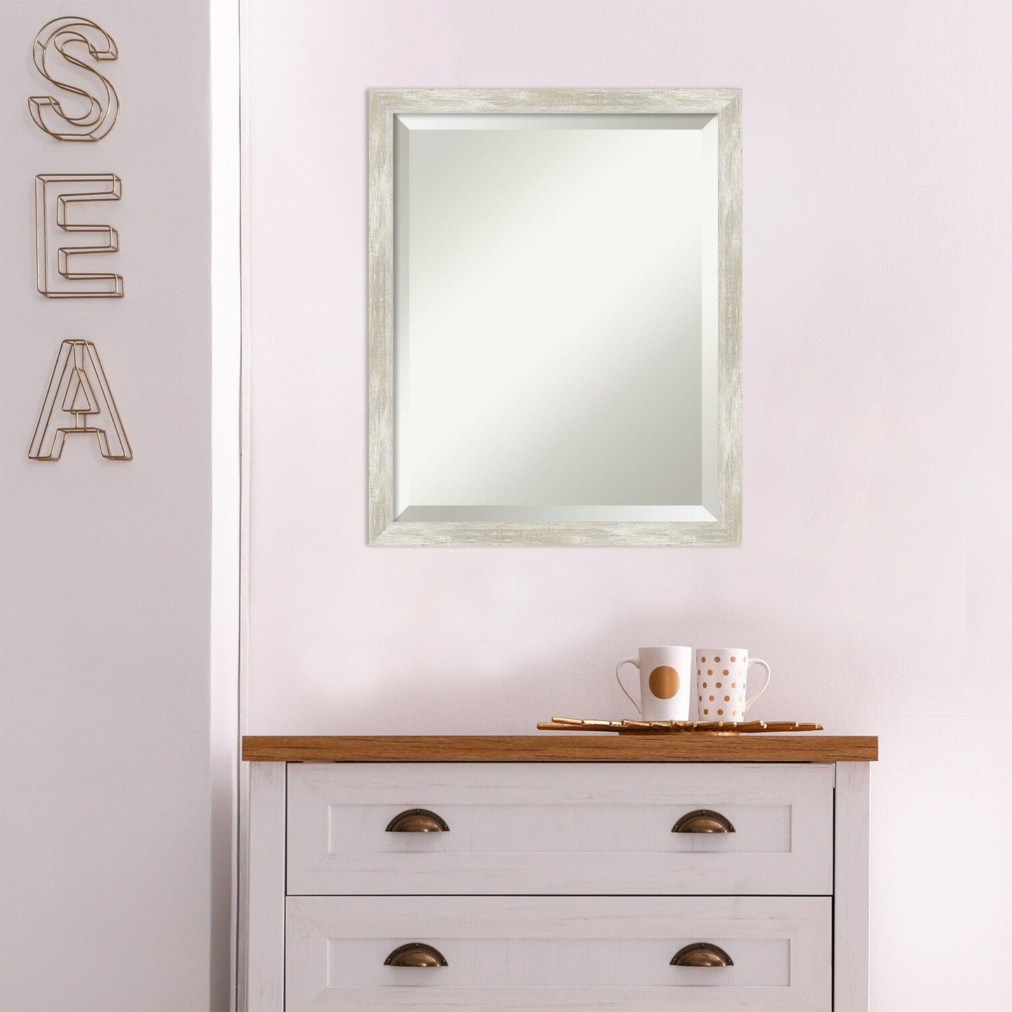 Specchio da parete per bagno bisellato - Cornice metallica screpolata