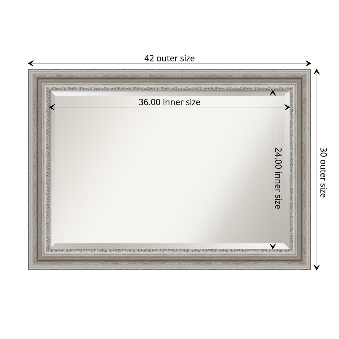 Specchio da parete per bagno bisellato - Cornice argento Parlor