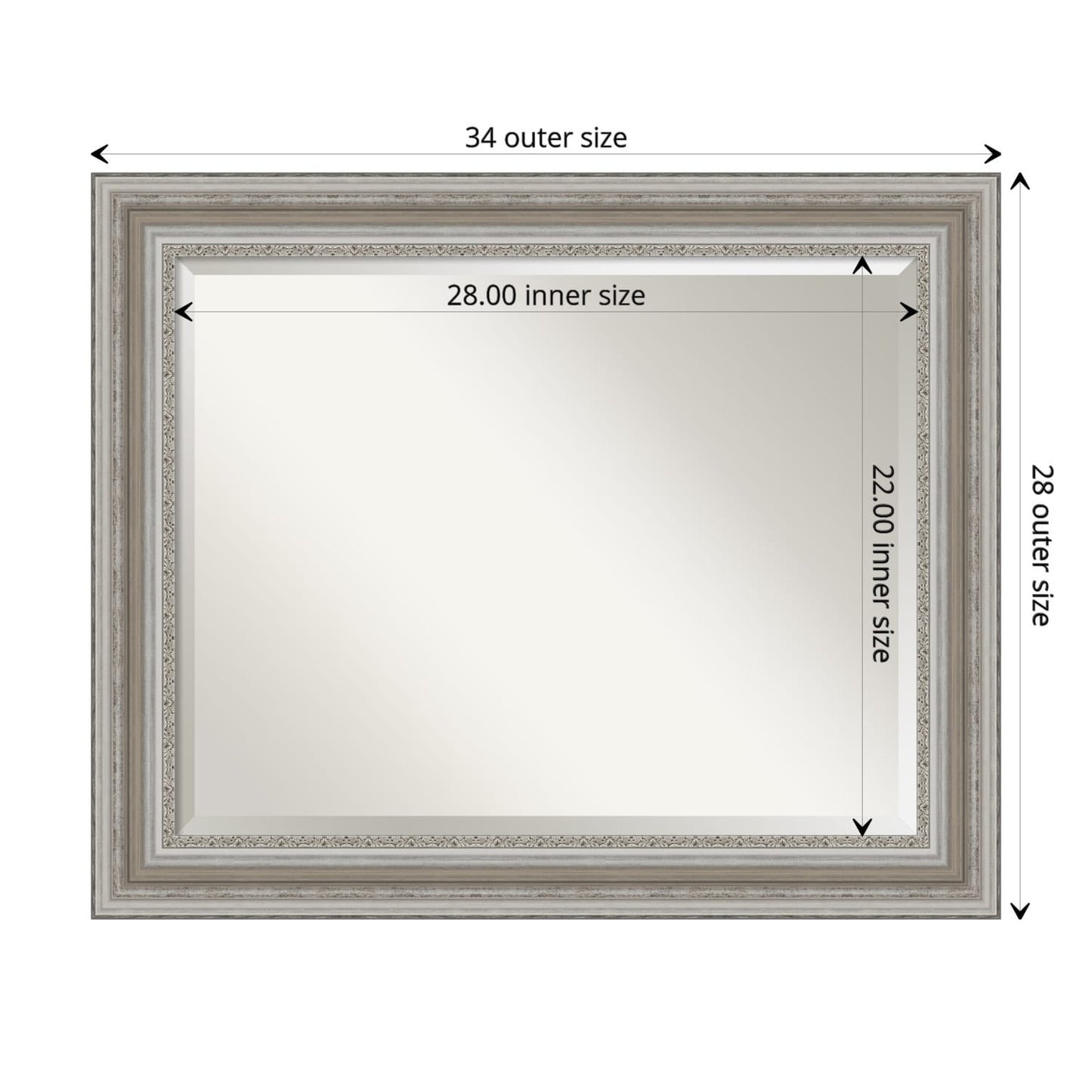 Specchio da parete per bagno bisellato - Cornice argento Parlor