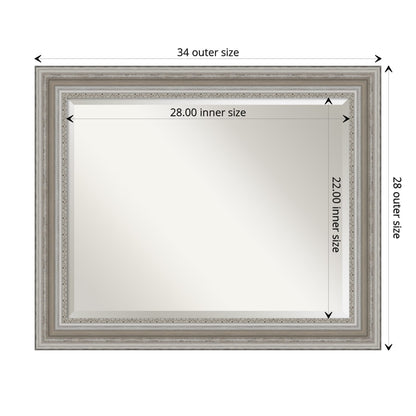 Specchio da parete per bagno bisellato - Cornice argento Parlor