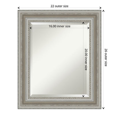 Specchio da parete per bagno bisellato - Cornice argento Parlor