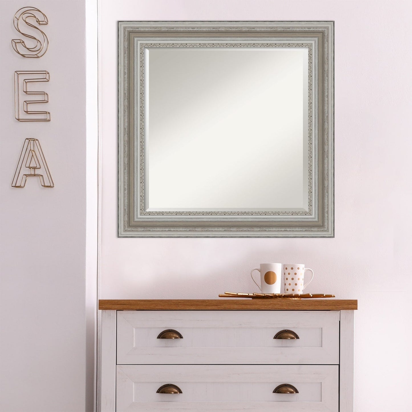 Specchio da parete per bagno bisellato - Cornice argento Parlor