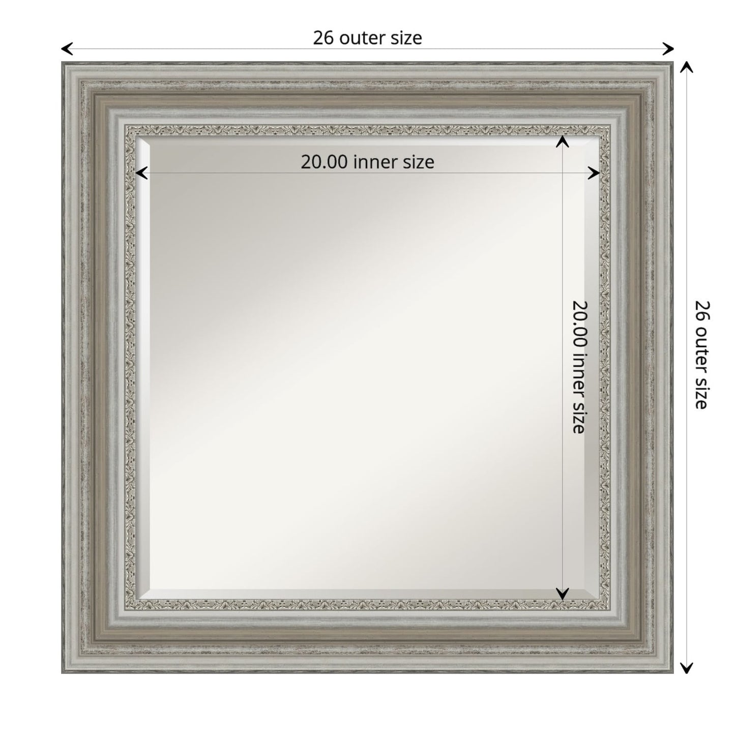 Specchio da parete per bagno bisellato - Cornice argento Parlor