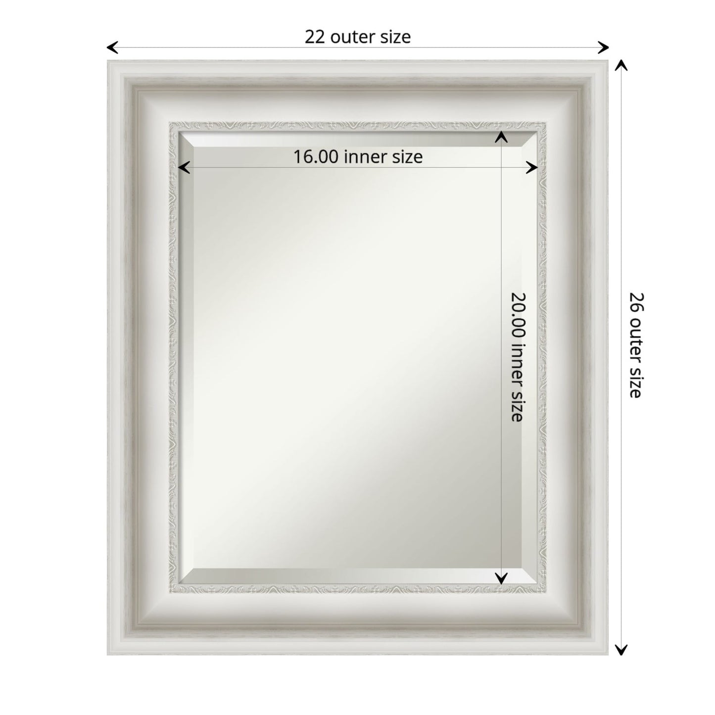 Specchio da parete per bagno bisellato - Cornice bianca Parlor