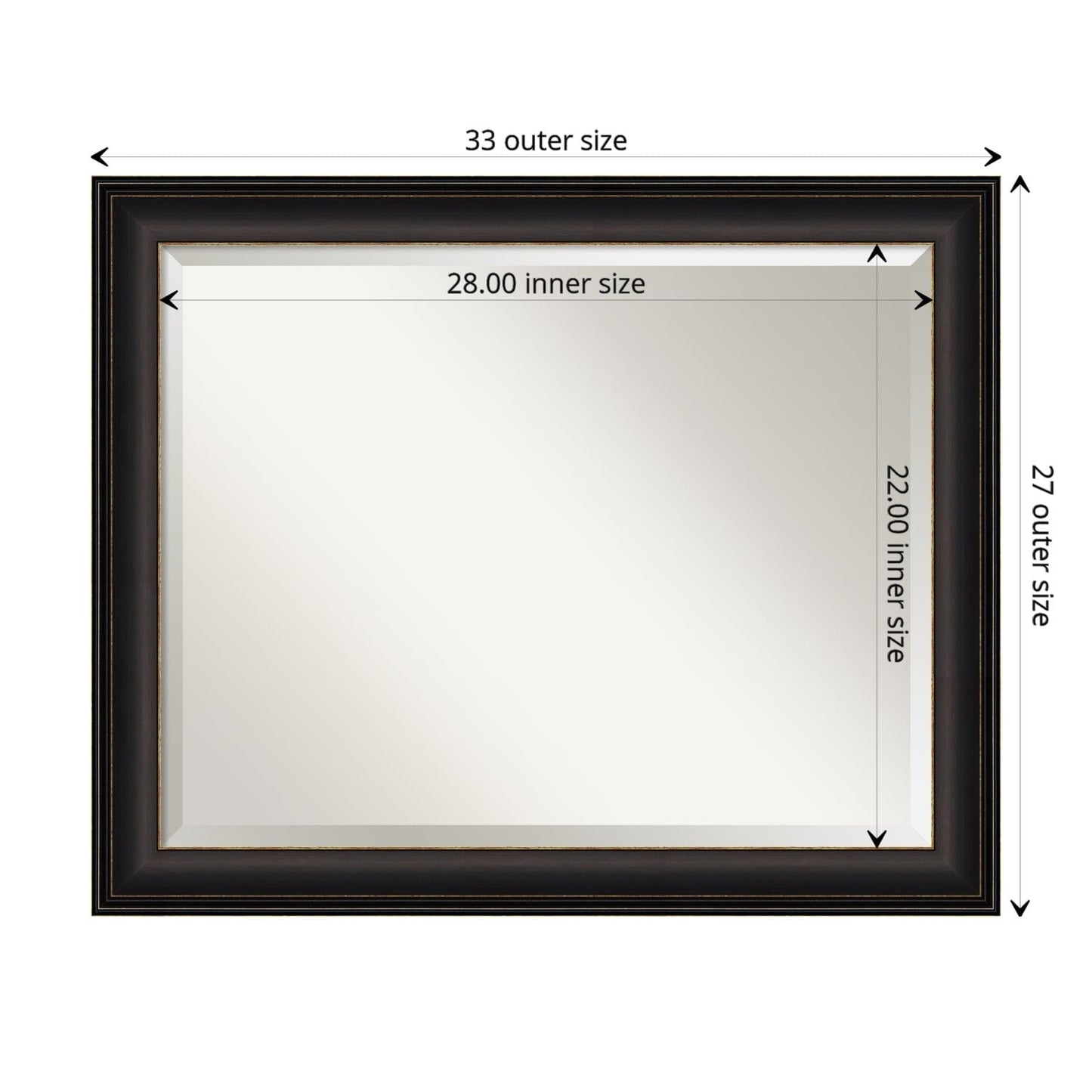 Specchio da parete per bagno bisellato - Cornice in bronzo oliato Trio - Cornice in bronzo oliato Trio