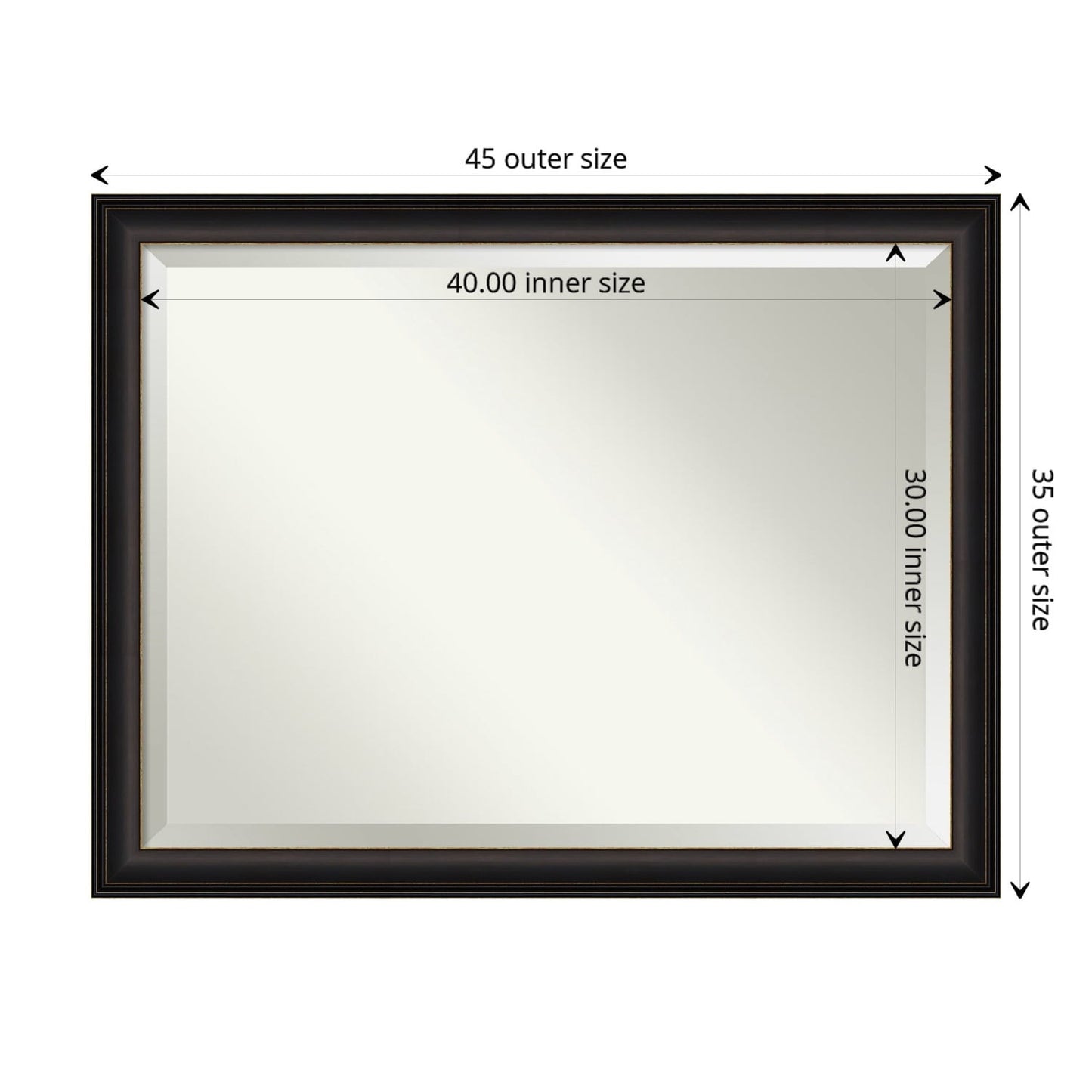 Specchio da parete per bagno bisellato - Cornice in bronzo oliato Trio - Cornice in bronzo oliato Trio