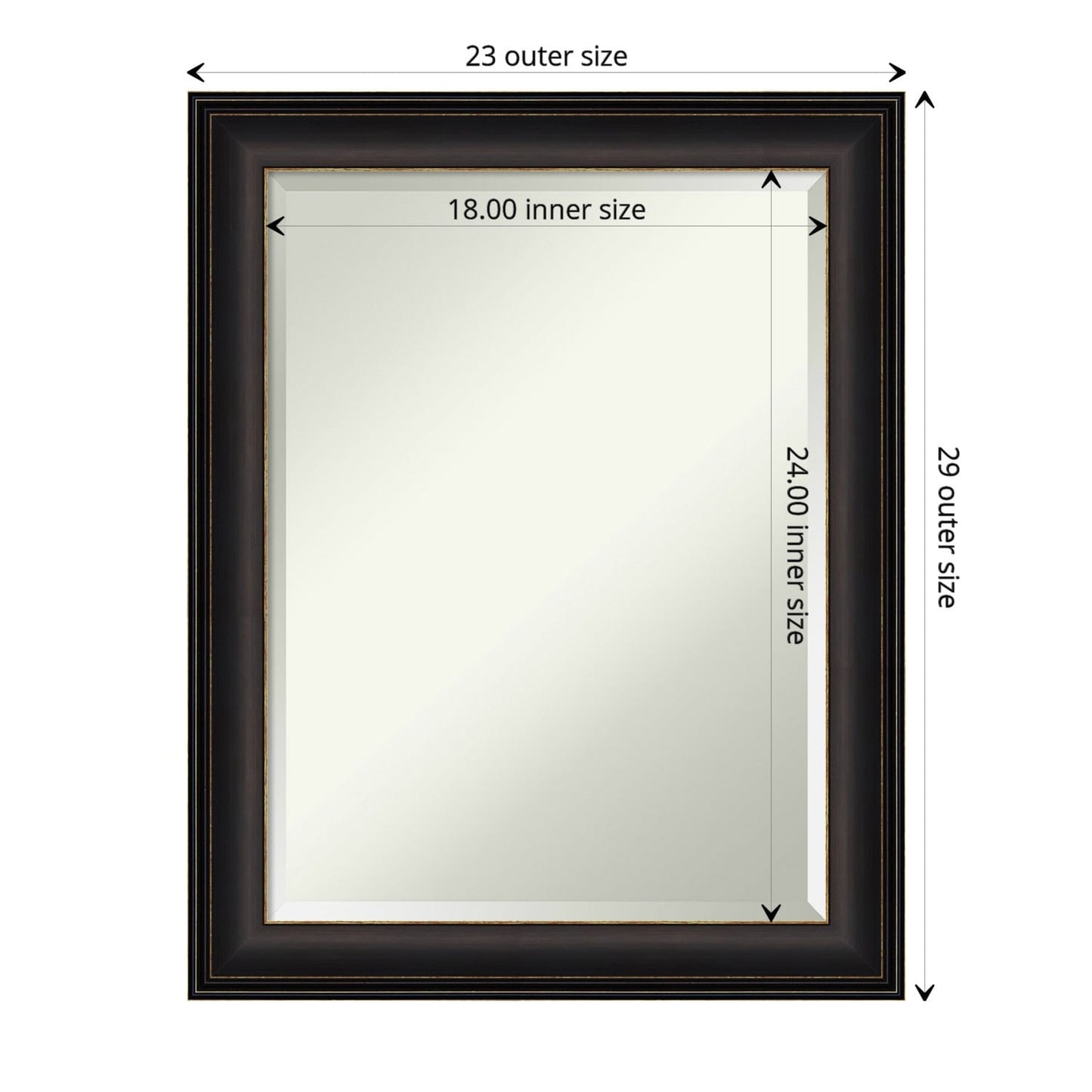 Specchio da parete per bagno bisellato - Cornice in bronzo oliato Trio - Cornice in bronzo oliato Trio