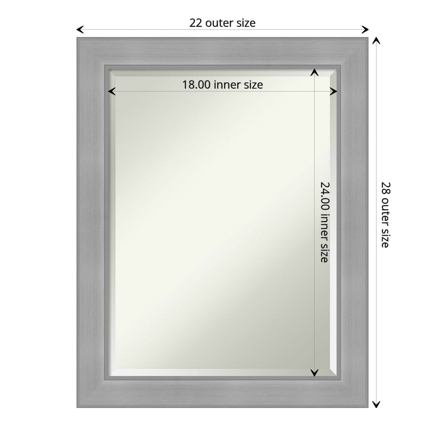 Specchio da parete per bagno bisellato - Cornice in nichel spazzolato Vista