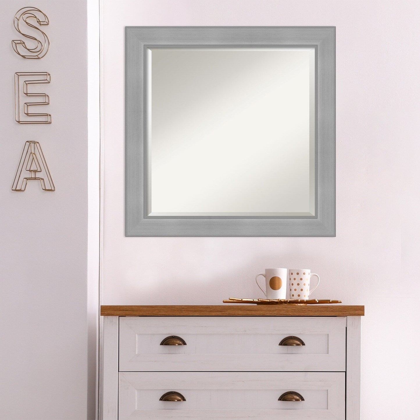 Specchio da parete per bagno bisellato - Cornice in nichel spazzolato Vista