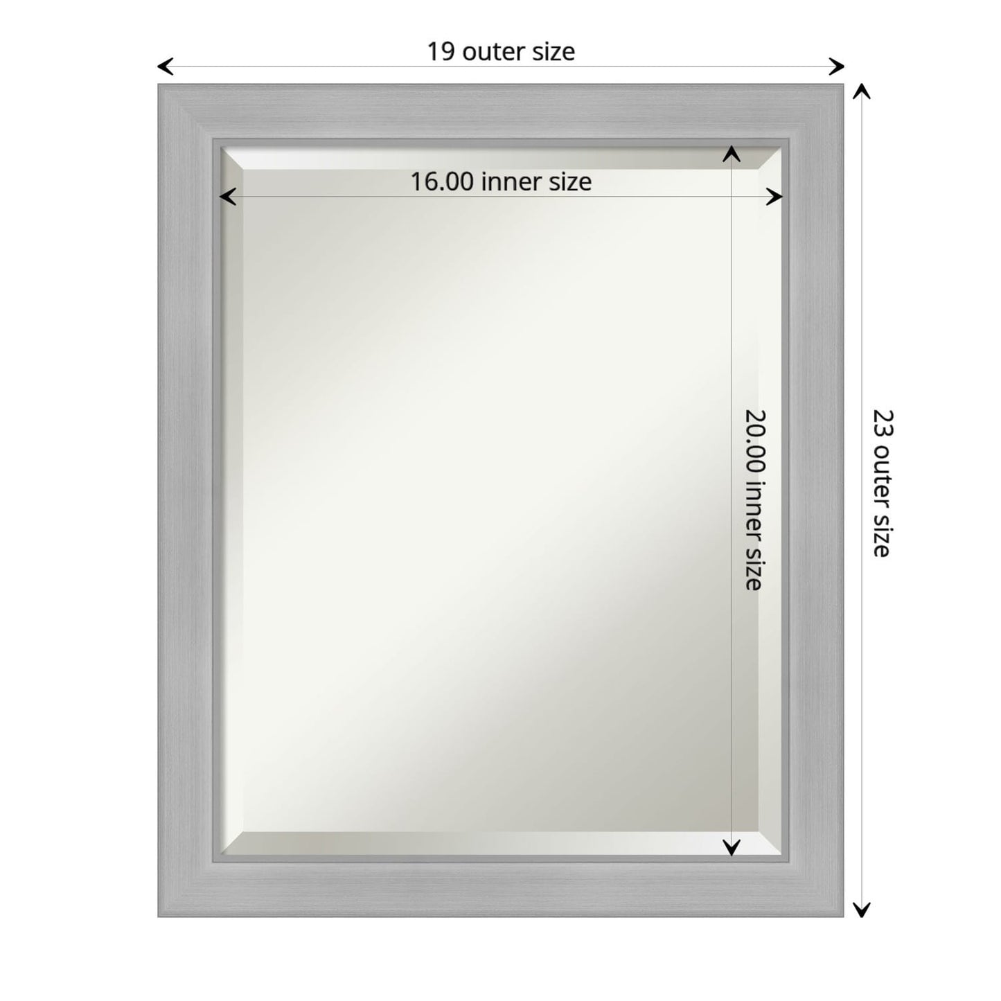 Specchio da parete per bagno bisellato - Cornice in nichel spazzolato Vista
