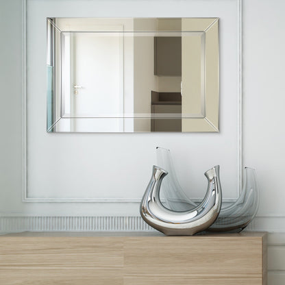 Specchio da parete rettangolare smussato trasparente HD per bagno, toeletta, specchi da camera da letto, 3 misure