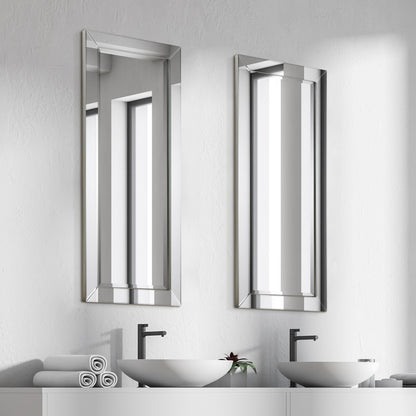 Specchio da parete rettangolare smussato trasparente HD per bagno, toeletta, specchi da camera da letto, 3 misure