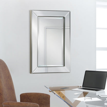 Specchio da parete rettangolare smussato trasparente HD per bagno, toeletta, specchi da camera da letto, 3 misure