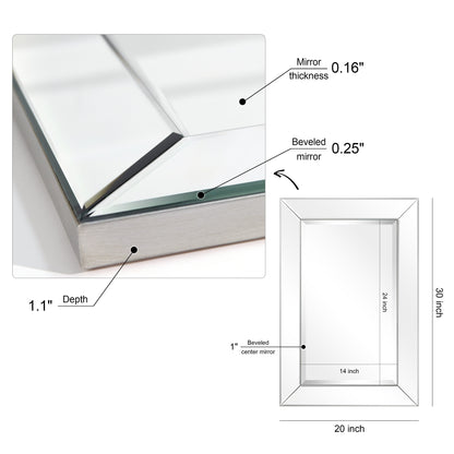 Specchio da parete rettangolare smussato trasparente HD per bagno, toeletta, specchi da camera da letto, 3 misure