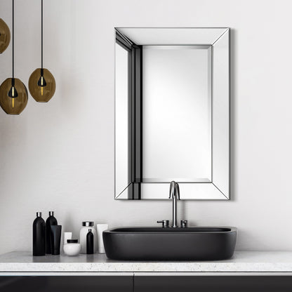 Specchio da parete rettangolare smussato trasparente HD per bagno, toeletta, specchi da camera da letto, 3 misure